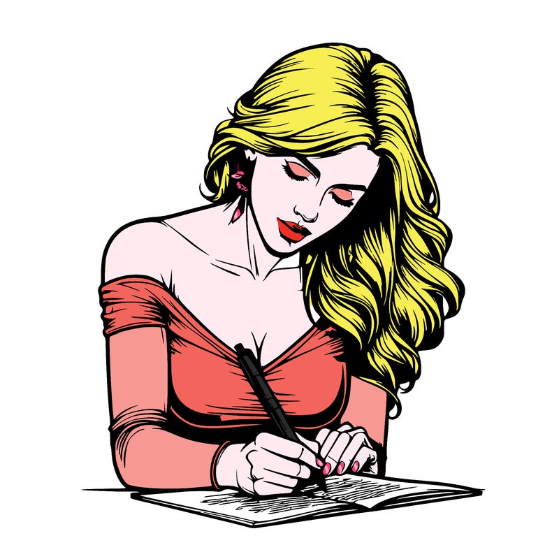 realistic female writing poetry