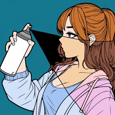a realistic girl spray, painting