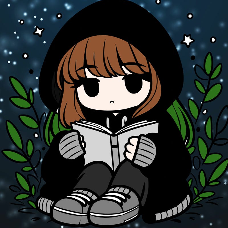 girl in oversized hoodie reading a book