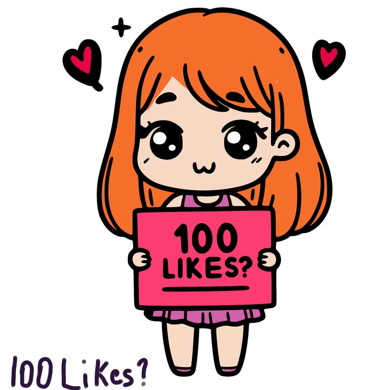 girl holding sign that says 100 likes?