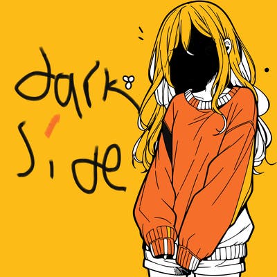 manga teen girl  in a sweater and baggy pants