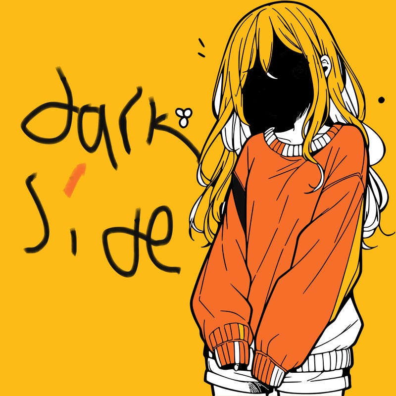 manga teen girl  in a sweater and baggy pants