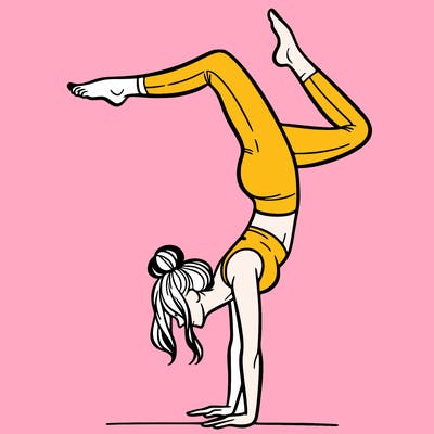 a woman doing a handstand