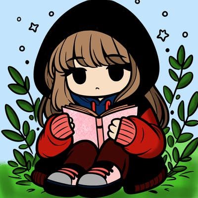 girl in oversized hoodie reading a book