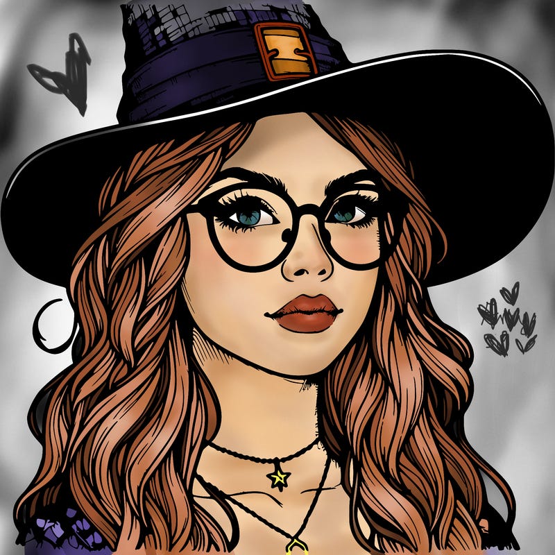 a witch with glasses realistic
