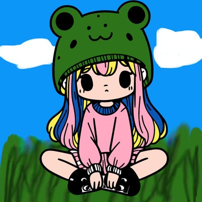 a girl wearing a frog hat and some frog socks