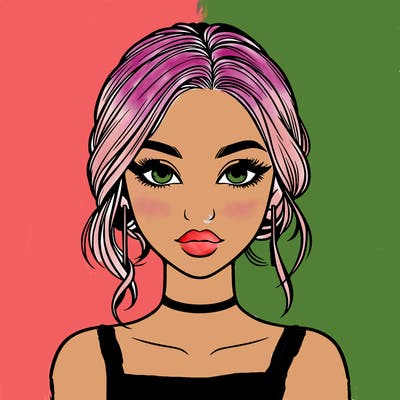 realistic girl with makeup on