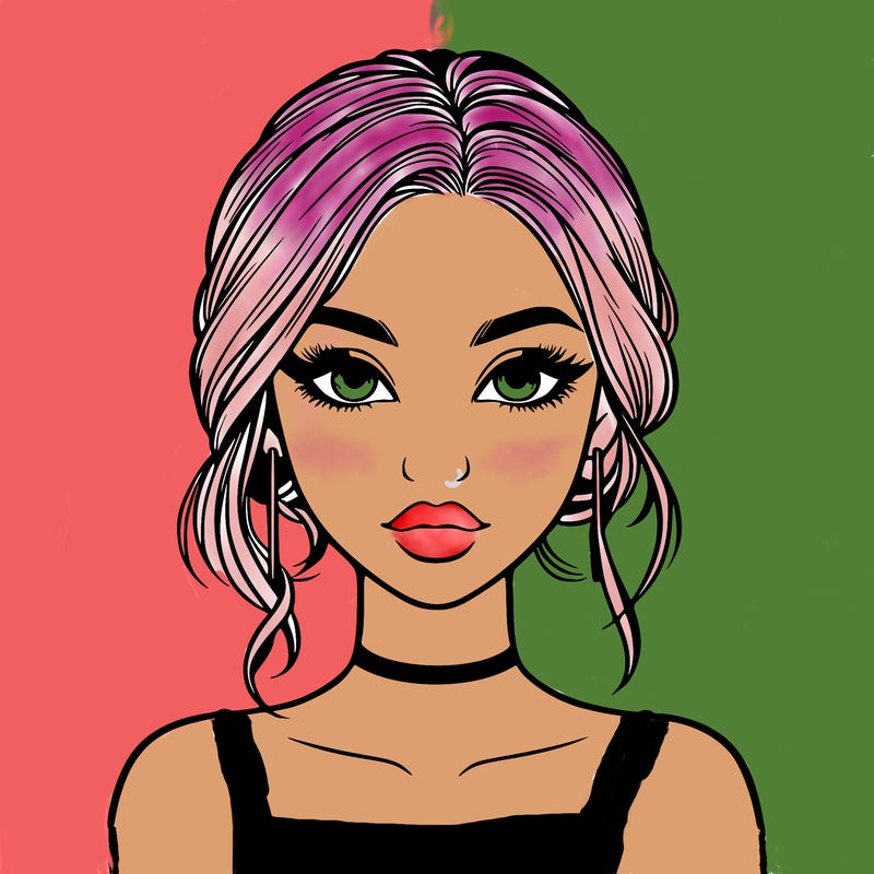 realistic girl with makeup on