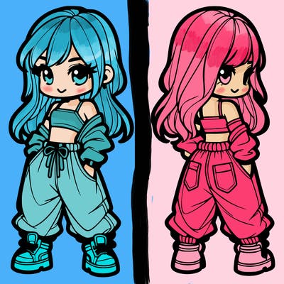 girl in crop top and baggy pants