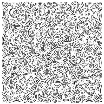 Discover a stunning floral tendril spirals coloring page, boasting delicate winding patterns. This intricate design offers a calming and rewarding artistic experience for all skill levels.