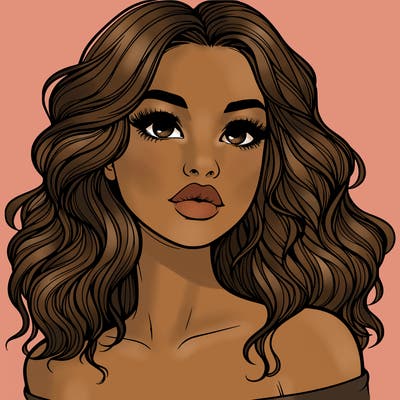 realistic girl with wavy hair and lips