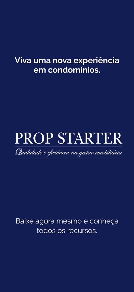 Prop Starter Online - Prop Starter Online introductory screen with the app logo and slogan for condo management