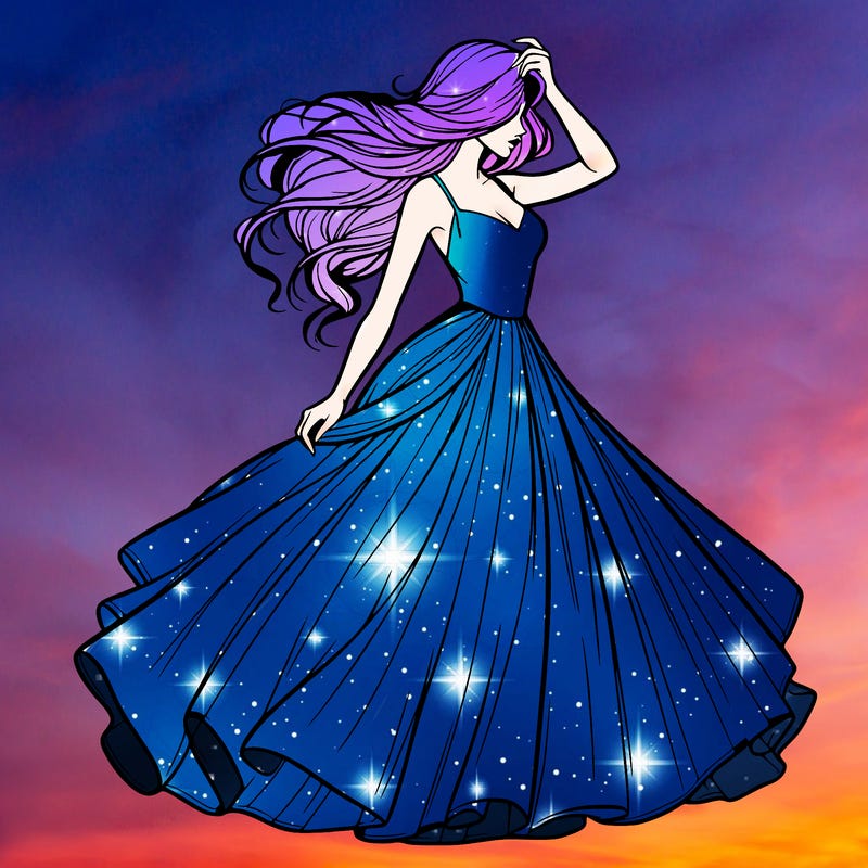 realistic woman with dress flowing in the wind