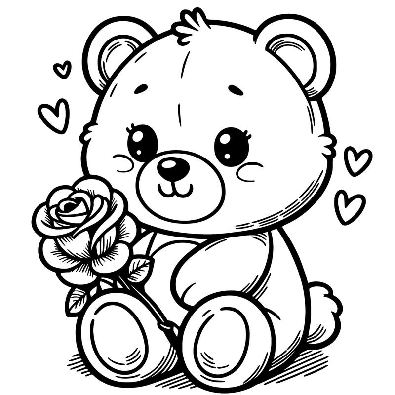an adorable teddy bear with a rose