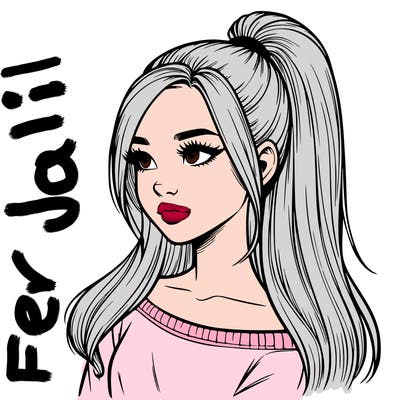 realistic girl with a high ponytail