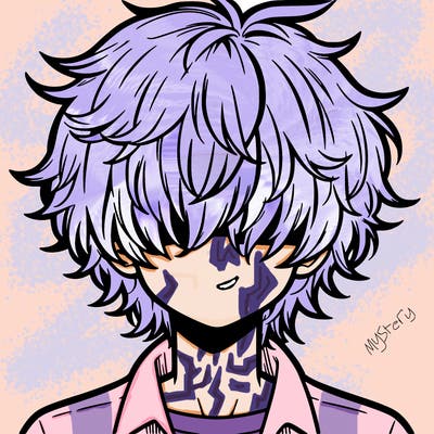 manga boy fluffy hair covering his eyes