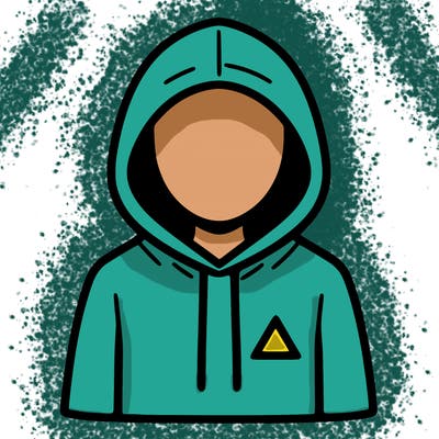 a person with non face waering a hoodie with a small triangle symbol