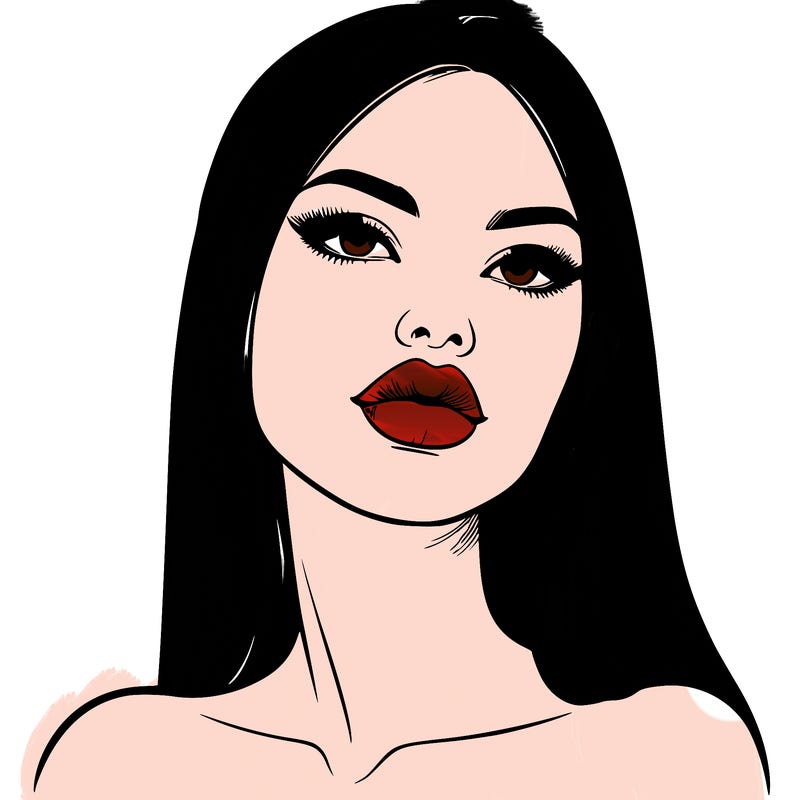 realistic woman with full lips
