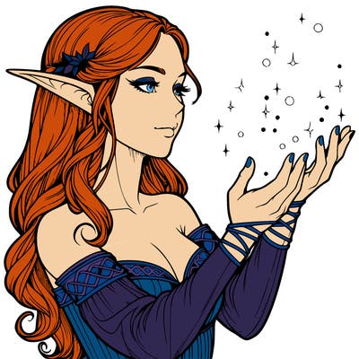 realistic elf girl doing magic