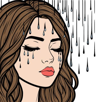 rain going over realistic woman’s face