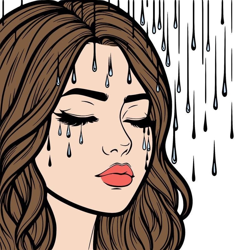 rain going over realistic woman’s face