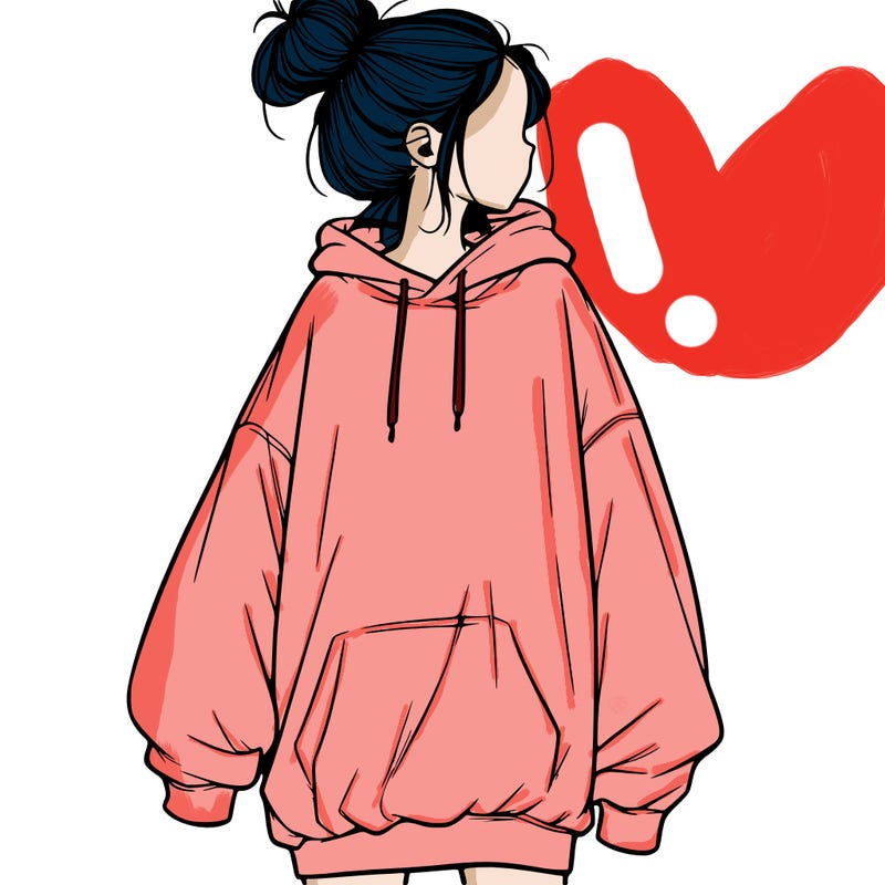 realistic girl with a oversized sweatshirt on and a bun