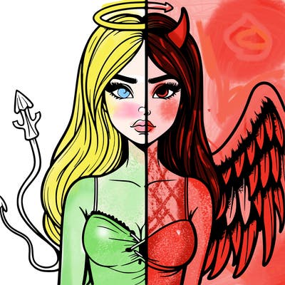 devil vs angel realistic girl