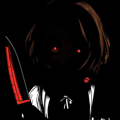 a creepy realistic girl with a knife