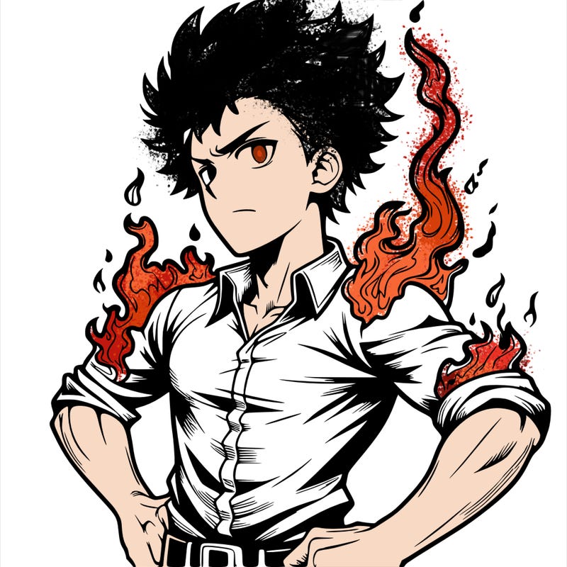 realistic manga man of fire