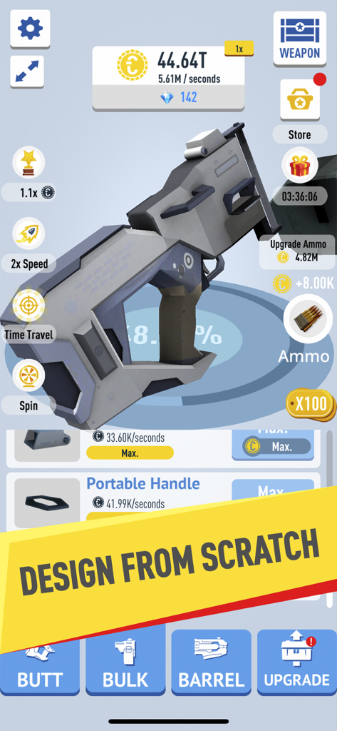 Idle Guns Factory Tycoon - Idle Guns Factory Tycoon gameplay showing gun assembly from scratch