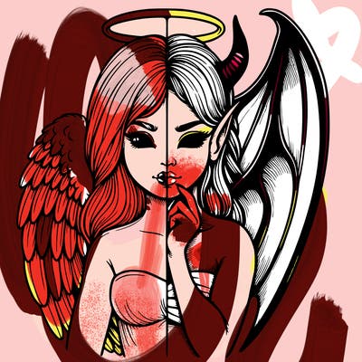 realistic angel half demon