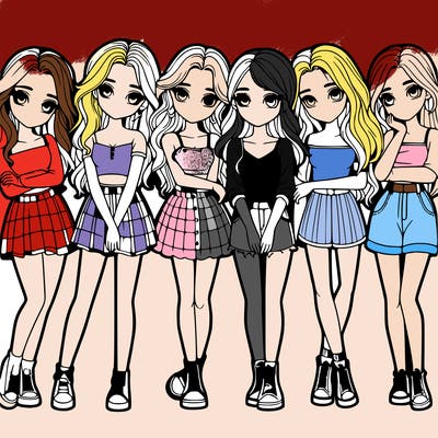 a group of girls realistic