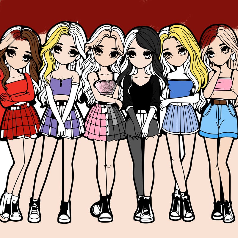 a group of girls realistic