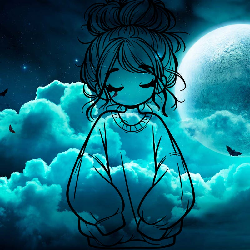 girl with baggy sweatshirt and messy bun