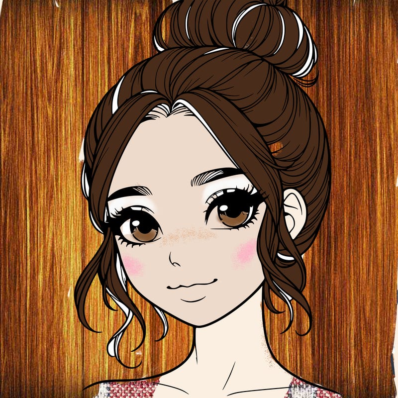 realistic pretty girl with hair in bun
