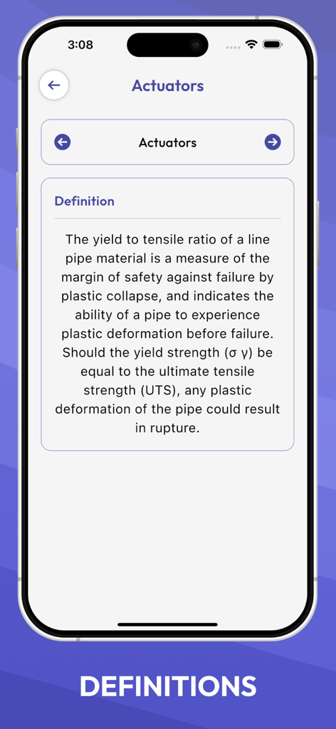 Basic Engineering Dictionary - Mobile app screen showing technical engineering definitions in the Basic Engineering Dictionary.