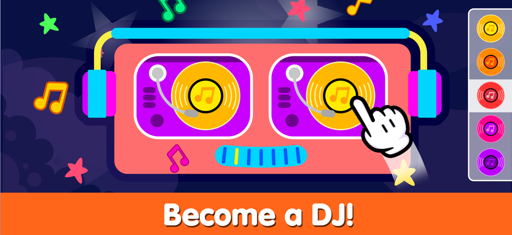 Wow Kids Baby Piano - Colorful DJ music game for toddlers with interactive records and a boombox interface
