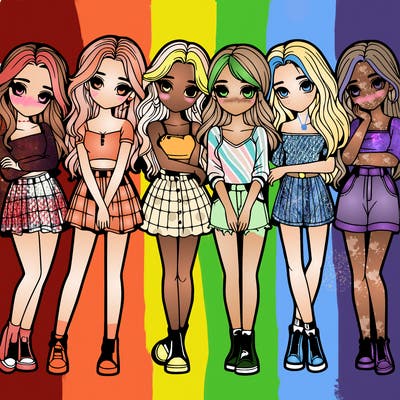 a group of girls realistic