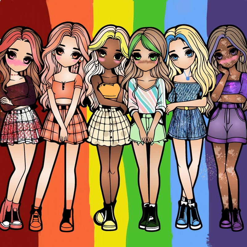 a group of girls realistic