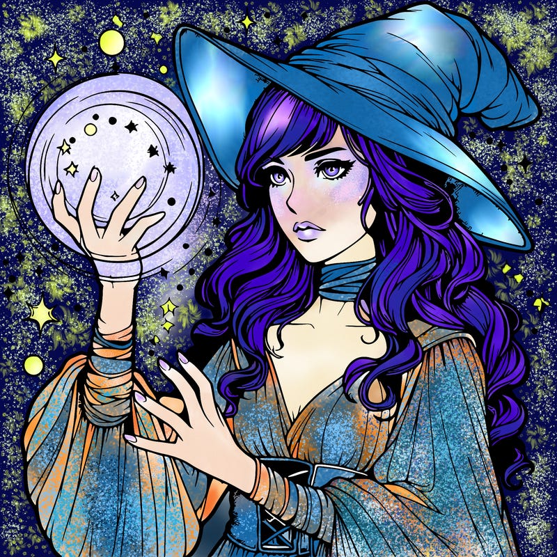 realistic women sorcerer using magic