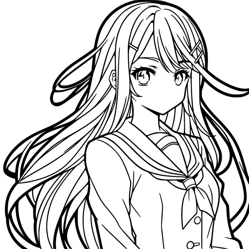 anime girl long hair
