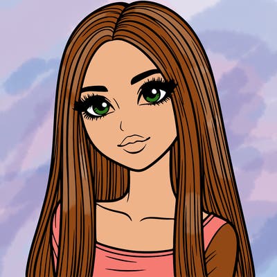 realistic girl with straight and long hair