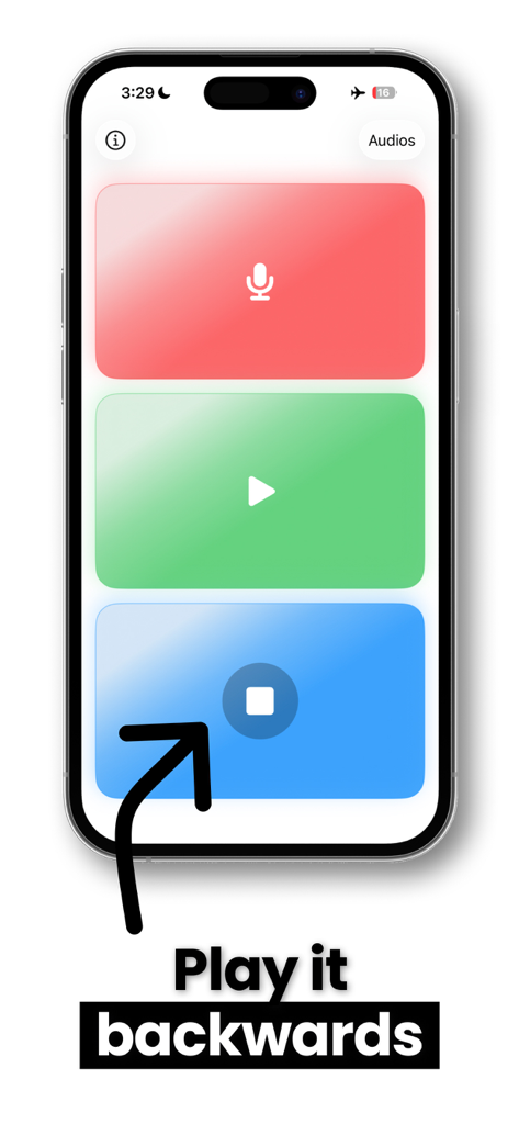 Reverse Play - Voice Changer - Interface of the Reverse Play Voice Changer app showing audio recording and playback controls