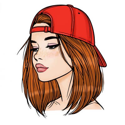 realistic  girl with a backwards hat
