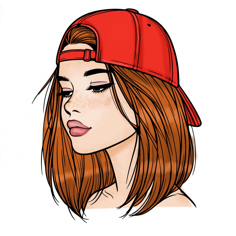 realistic  girl with a backwards hat