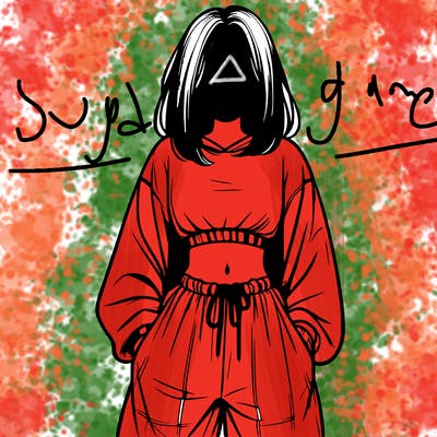 realistic girl faceless with baggy pants and a crop top