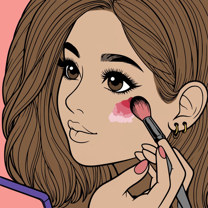 a realistic girl doing her makeup