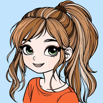 realistic girl with ponytail