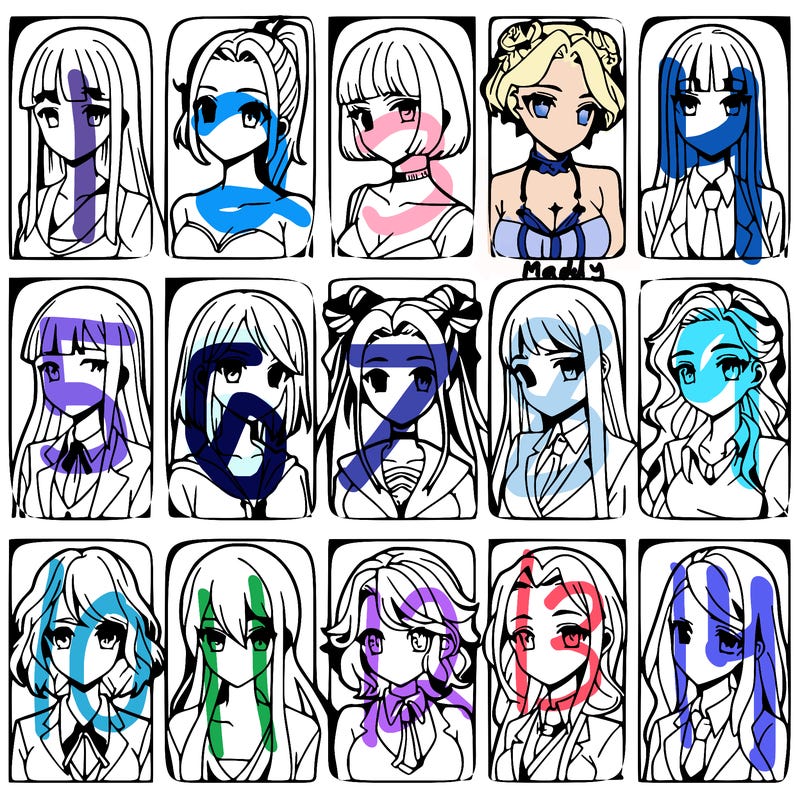 girls that look diffrent anime