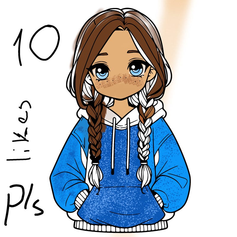 a realistic girl with a oversized hoodie and she has braids